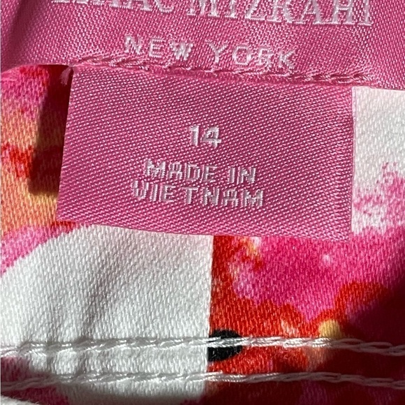 Isaac Mizrahi Pink Water Color Floral Print Size 14 - Picture 7 of 10